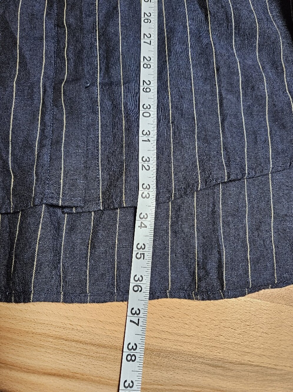 Soft Surroundings 100% Linen Button Down Longline Tunic Shirt Large Navy - Picture 7 of 8